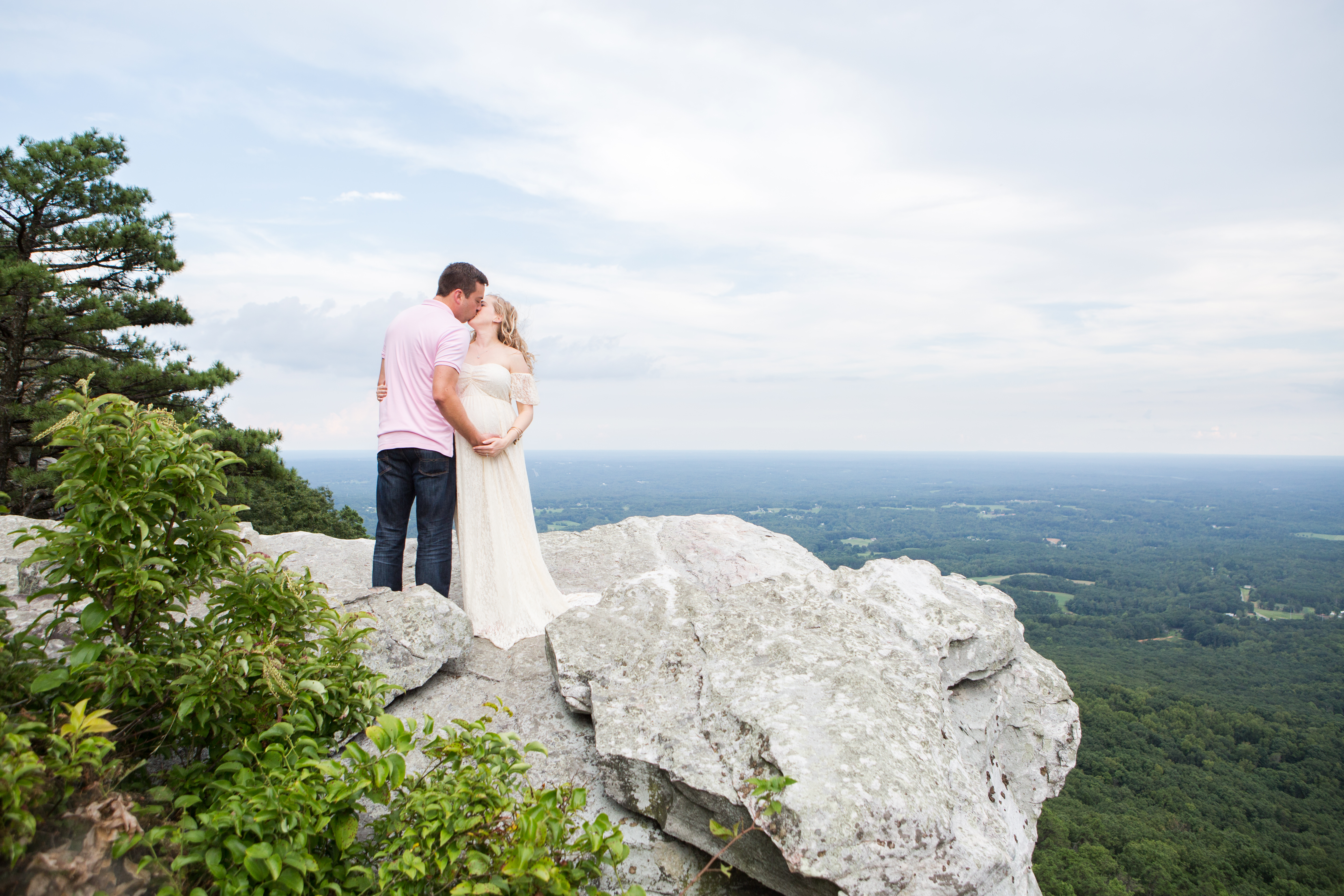 parents cream maternity dress kissing ledge pilot mountain